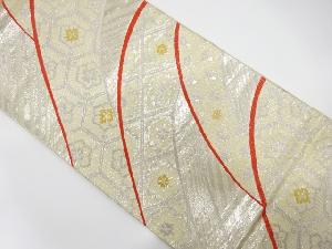 アンティーク　北尾宗治郎製　山並に花模様織り出し袋帯(材料)